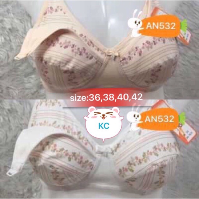 Áo lót nữ áo ngực không gọng cho con bú Thái Lan 532 không đệm mở trên vải cotton size 36 đến 42