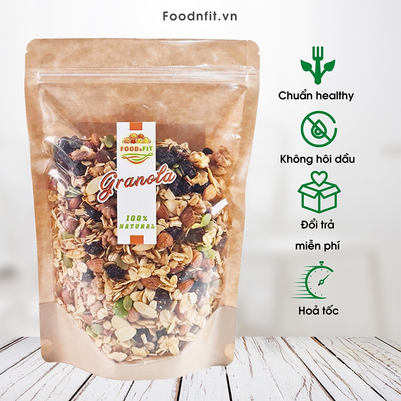 Ngũ cốc giảm cân granola không đường vị truyền thống nhiều loại hạt dinh dưỡng by Food&fit