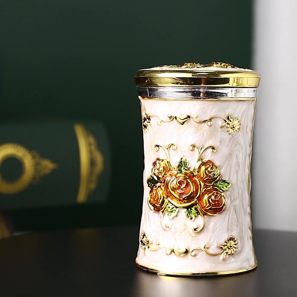 Hộp Tăm Cao Cấp - Ống Đựng Tăm Hình Trụ Mạ Vàng/ Bạc DUASHOP.
