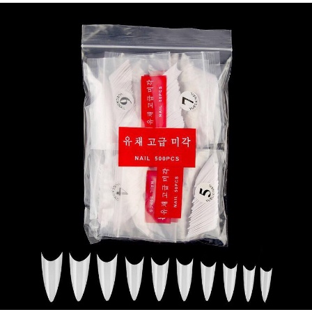 Móng típ nhọn làm nail, móng nối nhọn túi 500pcs