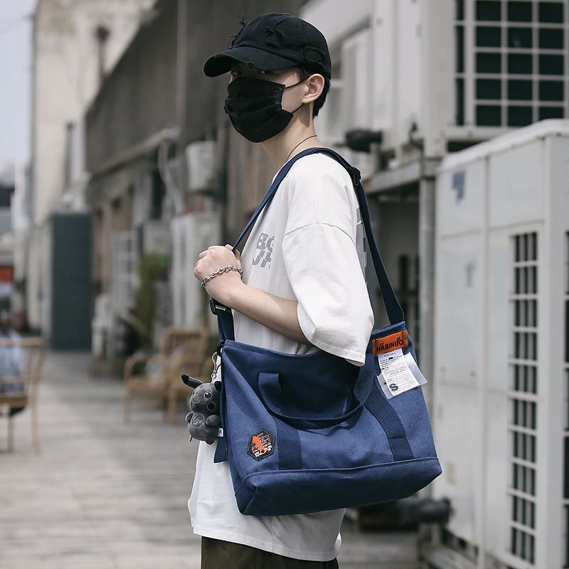 Túi Xách Đeo Vai Vải Bạt Thời Trang Đường Phố Hàn Quốc Dành Cho Nam Nữ