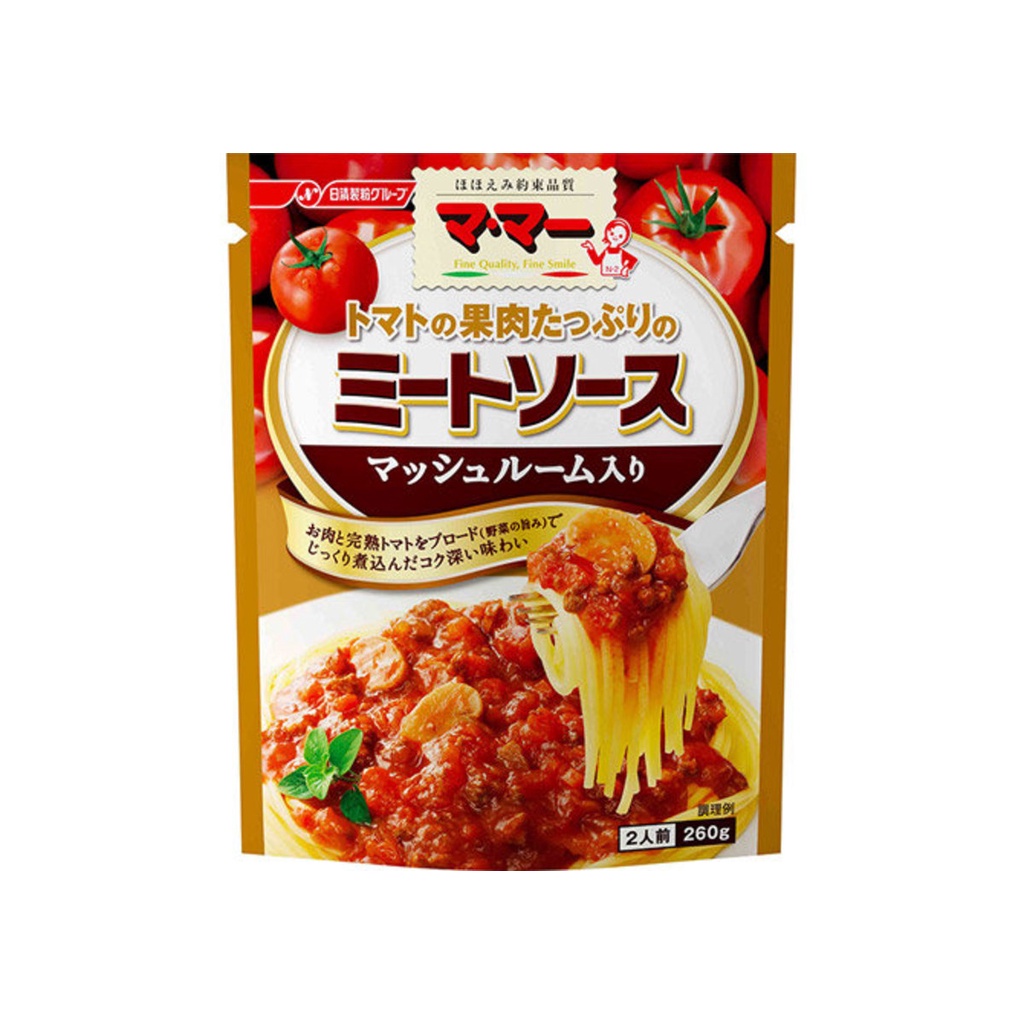 Sốt Spaghetti Kojin Sốt Mì Ý Nissin Thịt Và Nấm Sản Phẩm Tiêu Chuẩn Nhật Bản Túi Thiếc Tiện Dụng 260g