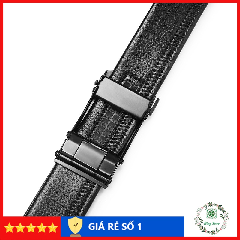 Thắt Lưng Nam Khóa Tự Động, Dây thắt Lưng Da Nam Cao Cấp Mặt Đen Trơn Sang Trọng TLĐT1