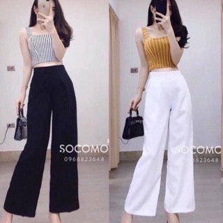 Quần suông ống rộng cạp cao