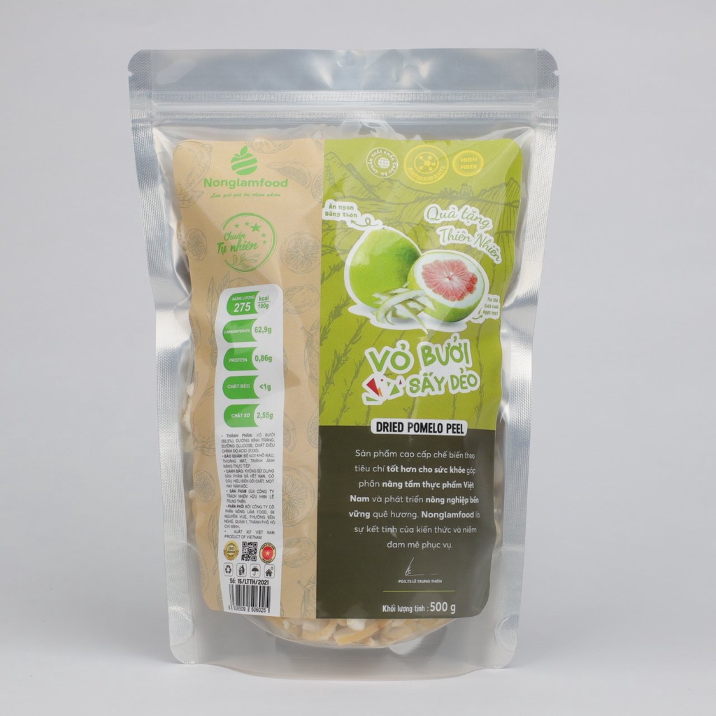 Vỏ bưởi sấy dẻo Nonglamfood 500g | Ăn vặt tốt cho sức khỏe | Healthy Snack