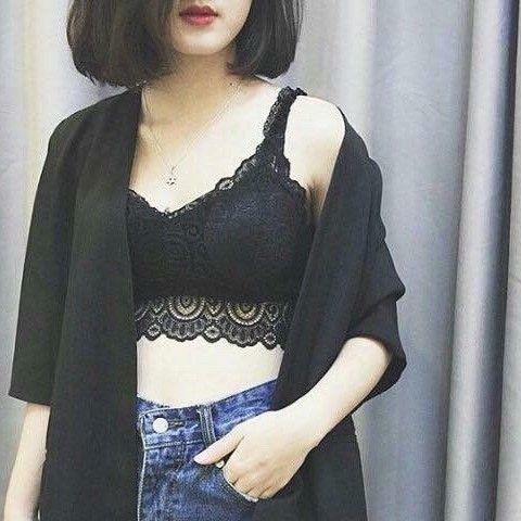 Áo bra 2 dây ren hoa cúc ôm ngực mềm mịn 077