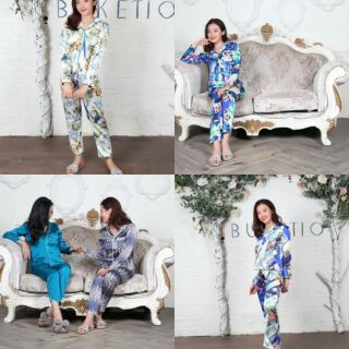 BỘ PIZAMA LỤA HỌA TIẾT SIÊU XINH