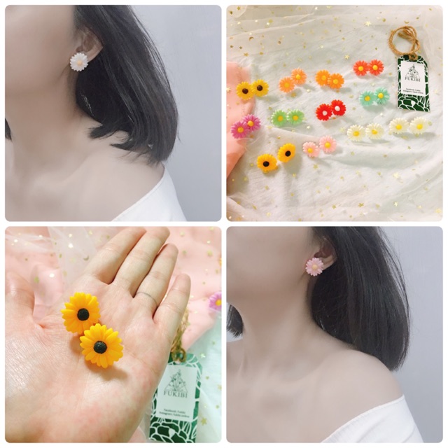 BÔNG TAI HOA CÚC (12 MÀU) ẢNH THẬT