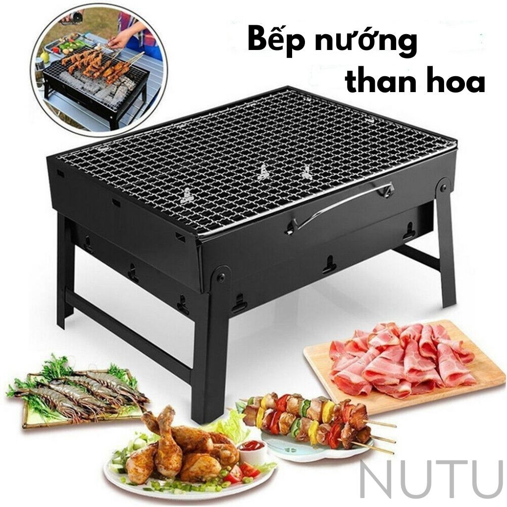 Bếp Nướng Than Hoa Không Khói Vuông Kèm Vỉ Nướng Cao Cấp