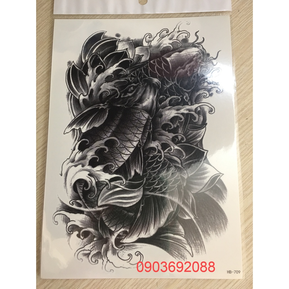 [HCM] Hình xăm dán - tattoo sticker cá chép 15 x 21cm