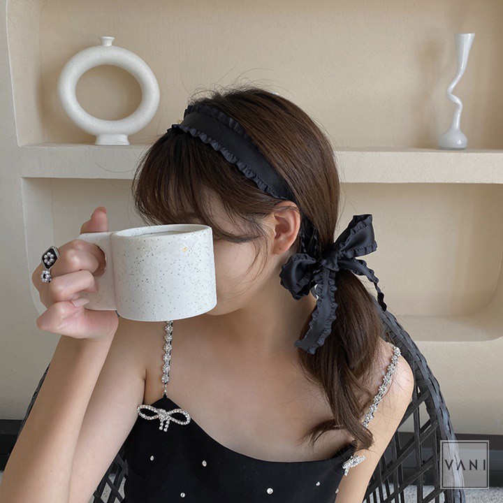 Băng Đô Cài Tóc Nữ Dây Dài, Kiểu Nhún Bèo Cổ Điển - Vani Store