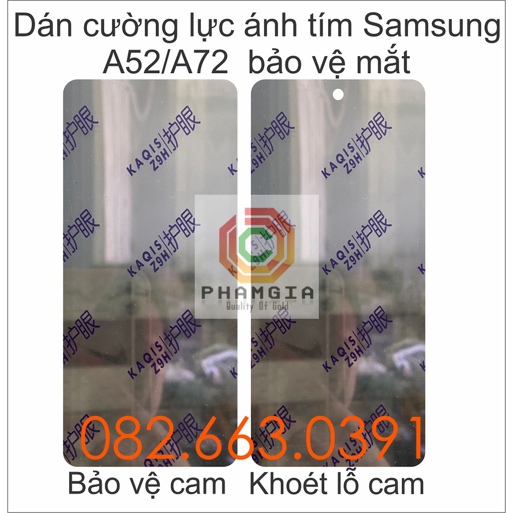 Dán cường lực ánh tím Samsung A52 (4G/5G) / A72 (4G/5G) nano dẻo bảo vệ mắt