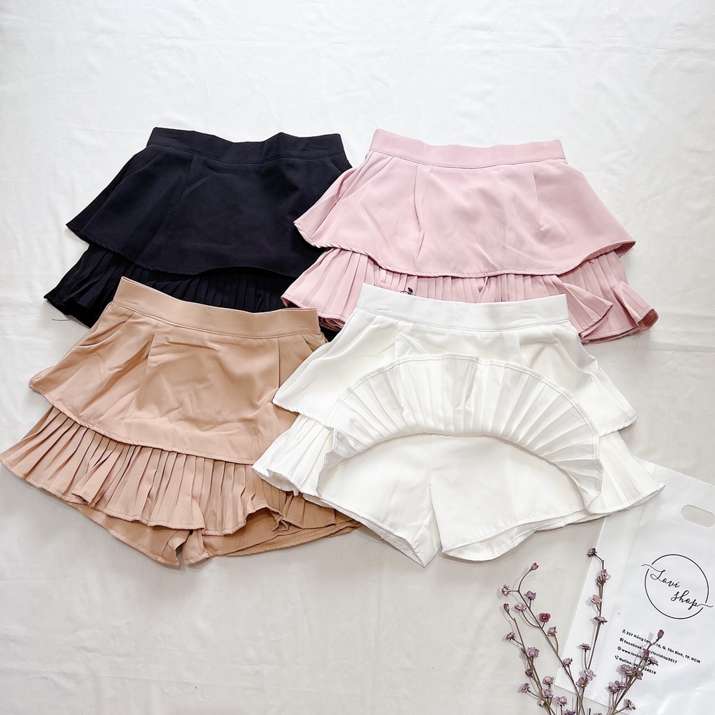 LOVI SHOP- Chân váy dập ly 1 tầng dáng ngắn