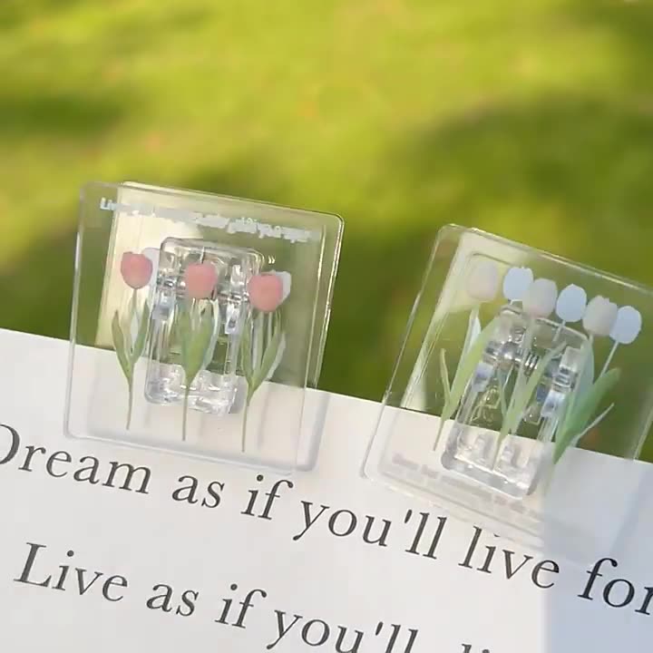 Kẹp Tài Liệu Kẹp Giấy Trong Suốt Họa Tiết Hoa TuLip