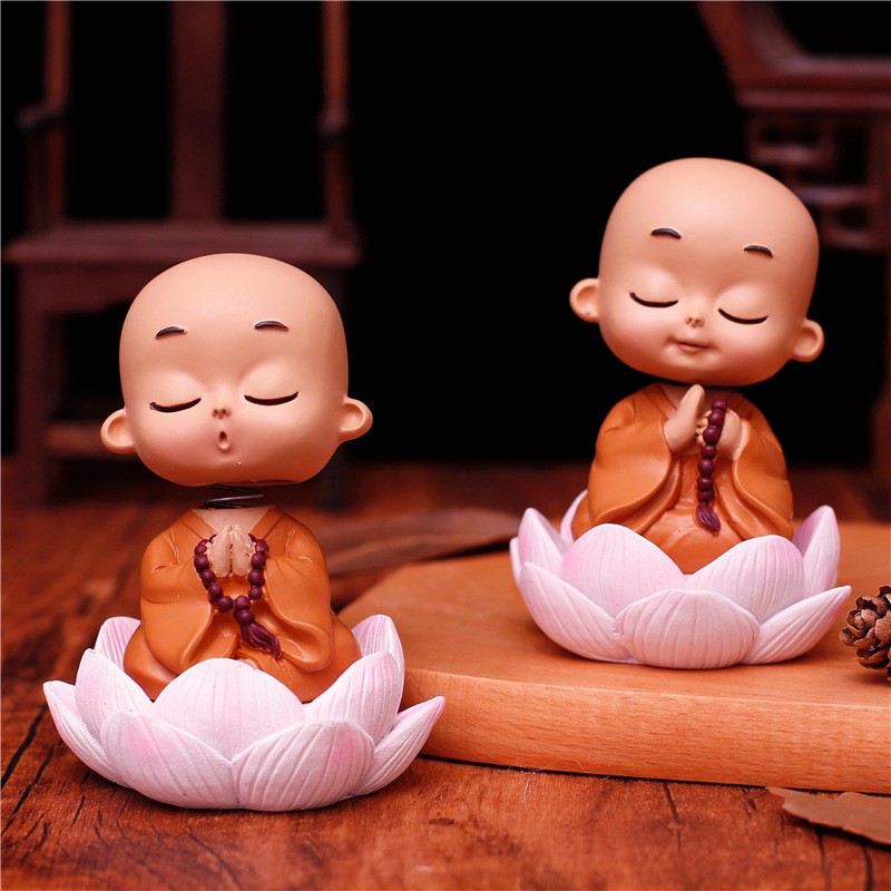 Tượng chú tiểu áo nâu mini dễ thương nhiều sắc thái mang lại an nhiên trong cuộc sống💕FREESHIP 50k💕 - Những Điều Bình An