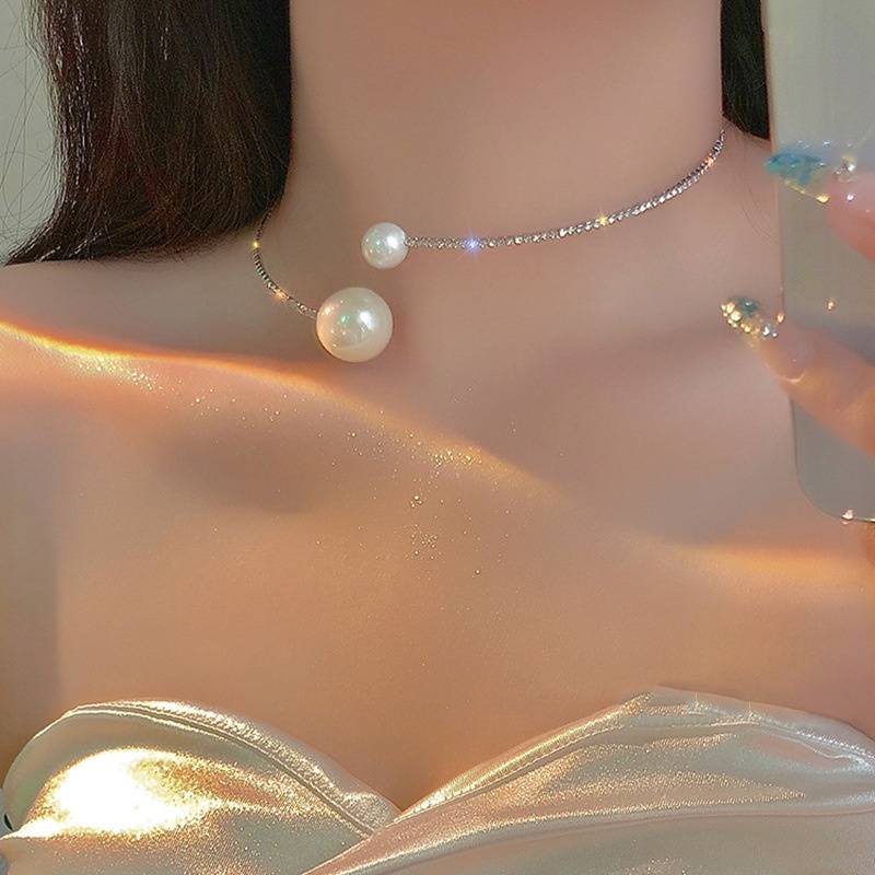 Vòng Cổ Choker Đính Đá Ngọc Trai Giả Thời Trang Dành Cho Nữ