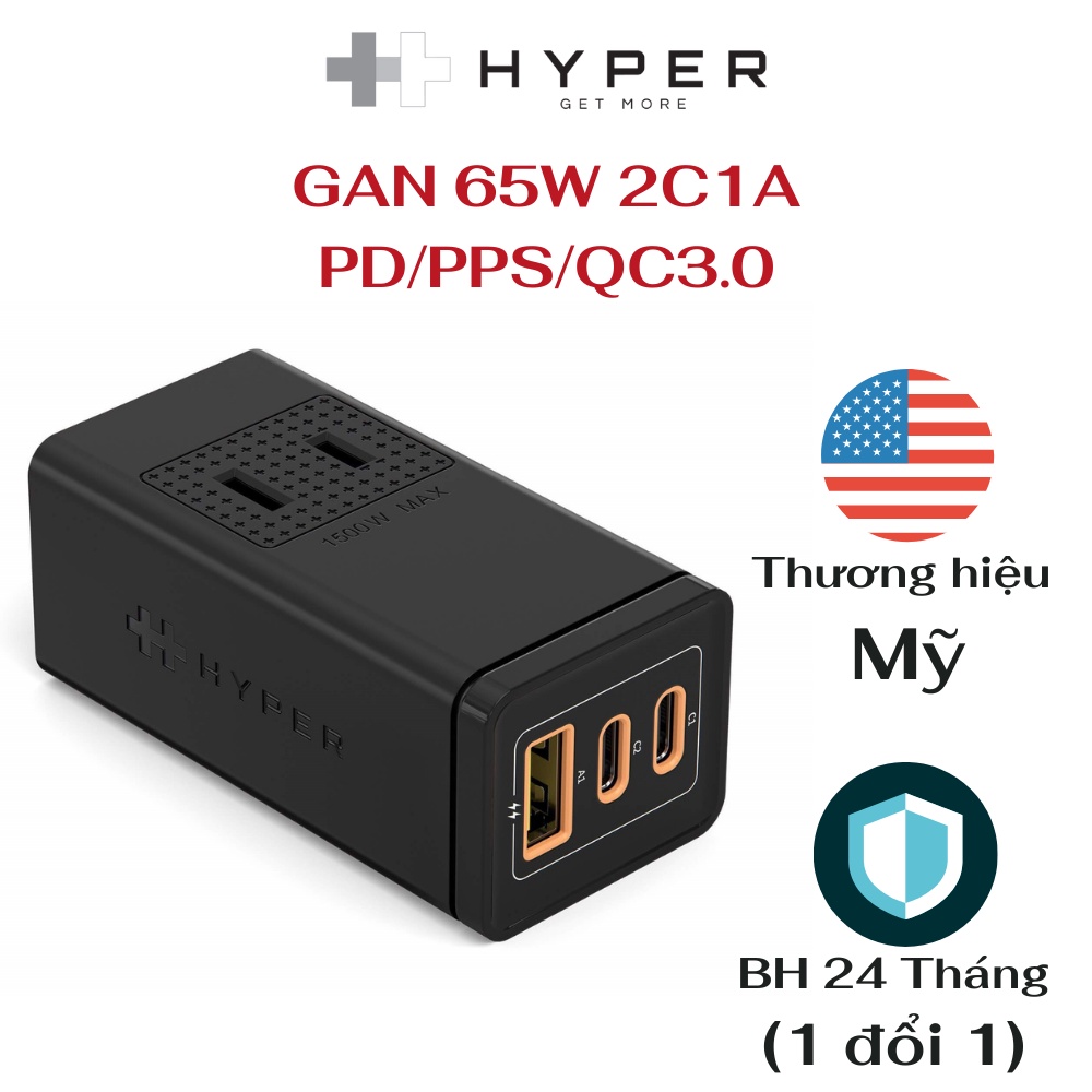 SẠC ĐA CỔNG SIÊU NHỎ HYPERJUICE GAN 65W 2C1A, PD/PPS/QC3.0 STACKABLE ĐẦU TIÊN TRÊN THẾ GIỚI HJ414