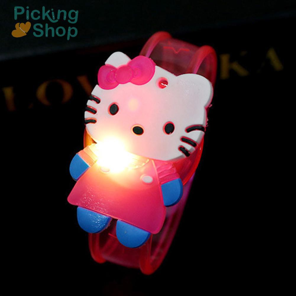 Cute Kids Flash Wrist Band Cartoon Night Light Watch Glowing Bracelet Toys