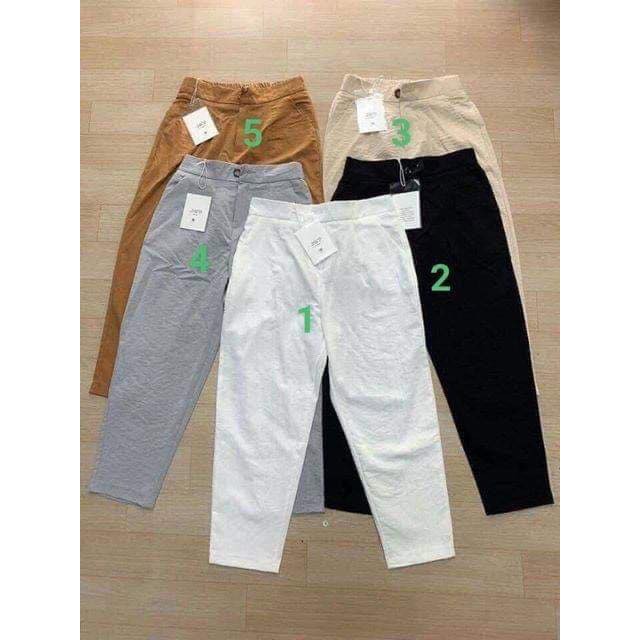 Quần Baggy Công Sở Nữ Chất Đũi Cạp Chun - Co Giãn Thấm Hút Mồ Hôi Tôn Dáng-mã baggy đũi