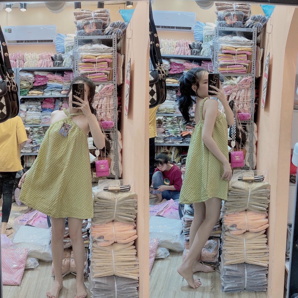 Đầm babydoll xốp dây chéo cổ