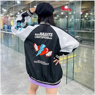 Áo Bomber Jacket BAD HABITS LIGHTSPEED LOVE full tag
