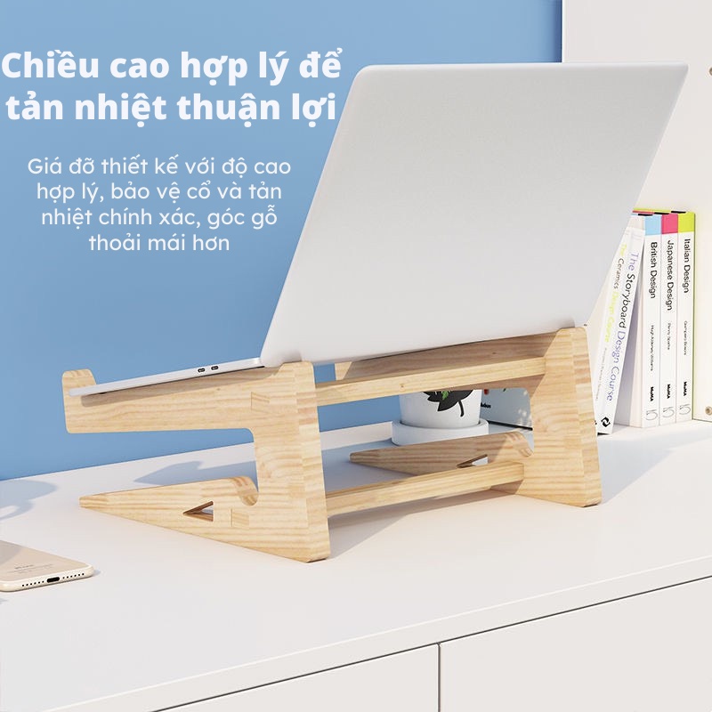 Giá Đỡ Laptop Chất Liệu Bằng Gỗ Cao Cấp Tản Nhiệt Tự Nhiên Titan.st