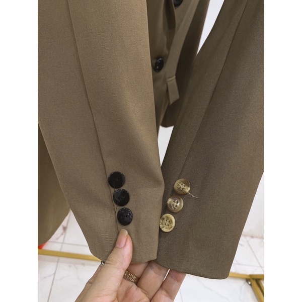 blazer 2 lớp nâu rêu / nâu