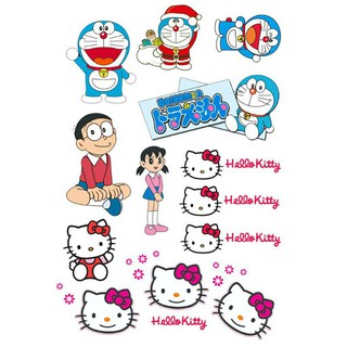 BỘ TEM STICKER DORAEMON KITTY 13 TEM CAO CẤP