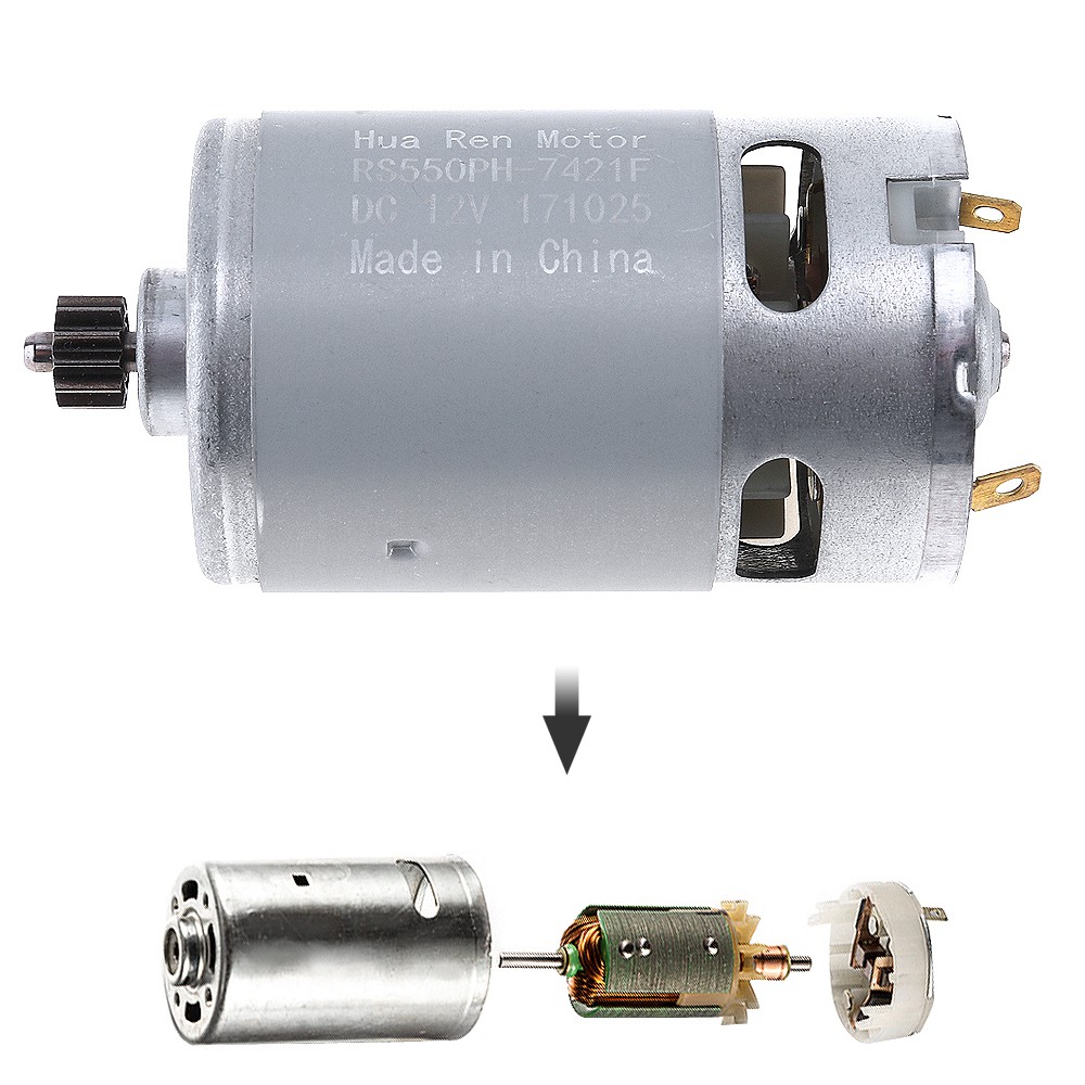 RS550 12V 19500 RPM DC Motor with Two-speed 12 Teeth