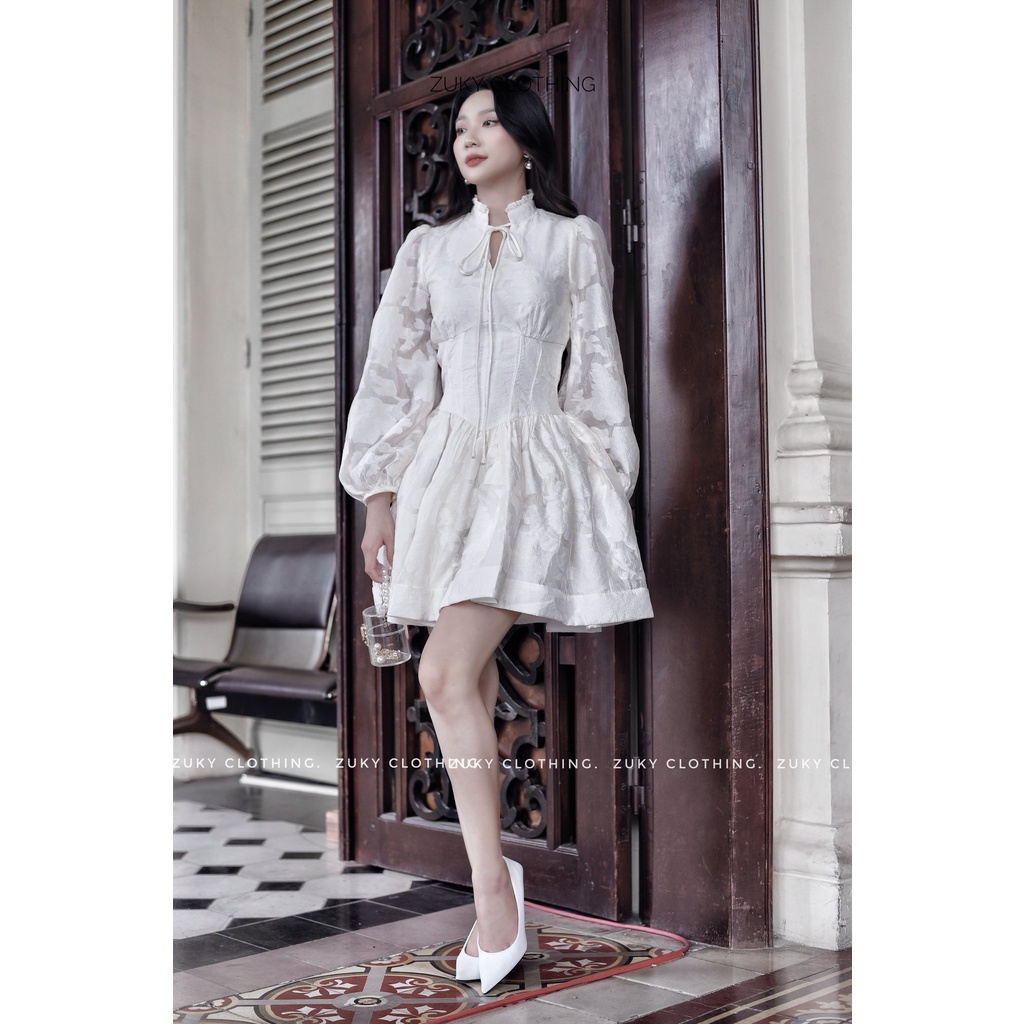ZUKY Đầm 𝐴𝑙𝑦𝑠 𝐷𝑟𝑒𝑠𝑠 voan tơ ép keo nguyên đầm foem xòe check eo tiểu thư phù hợp tiệc dạo phố đi làm