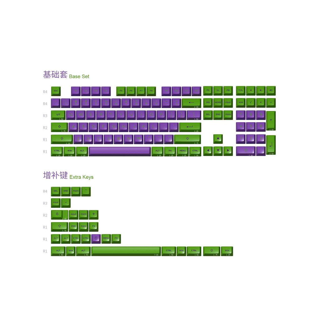 Nút bàn phím - AKKO Keycap Set  EVA-01 ASA Profile - Hàng Chính Hãng