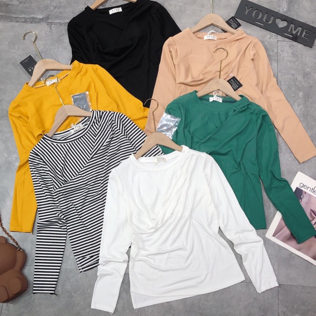 Áo thun dài tay rúm ngực 6 màu cho nữ (kèm ảnh thật)
