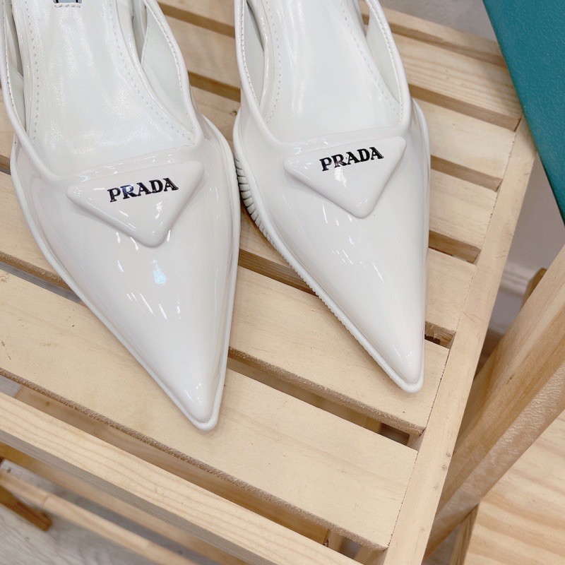 Sandal gót nhú Prada mũi nhọn da mềm