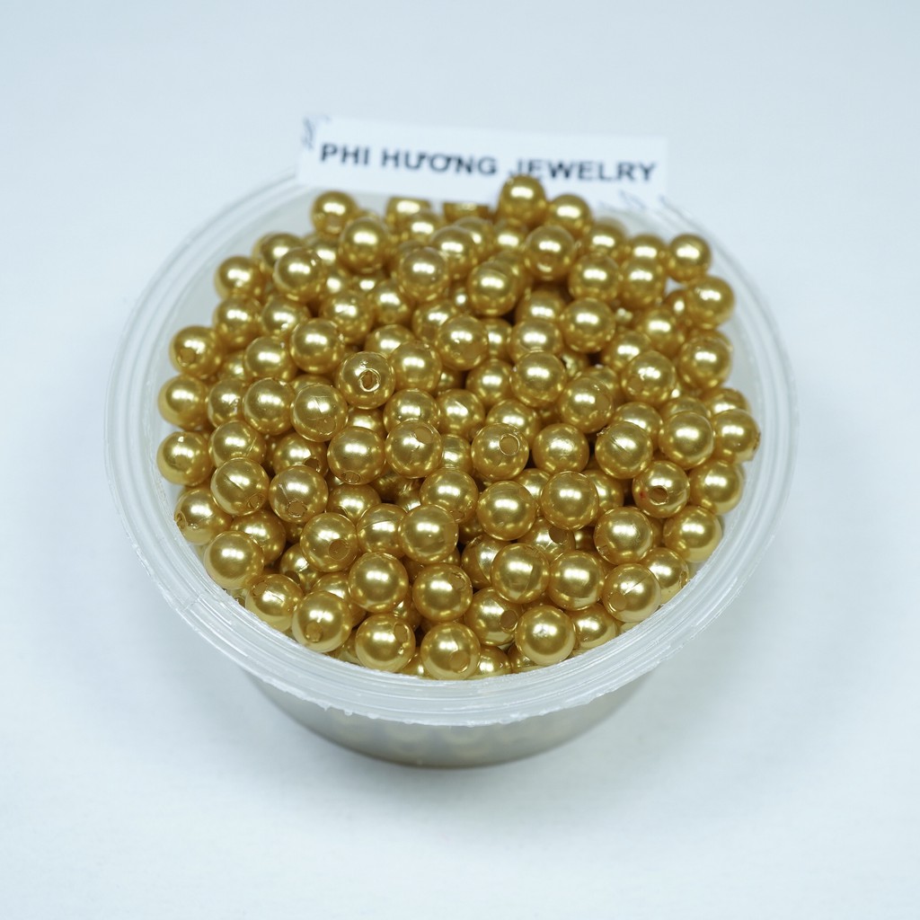 40gr hạt trai hạt bẹt 6mm có lỗ đủ màu dùng đính kết trang trí