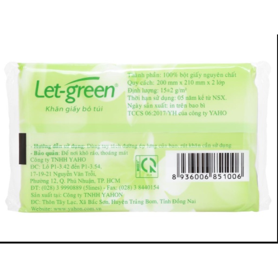 Khăn giấy bỏ túi Let-green(10 túi 2 lớp)