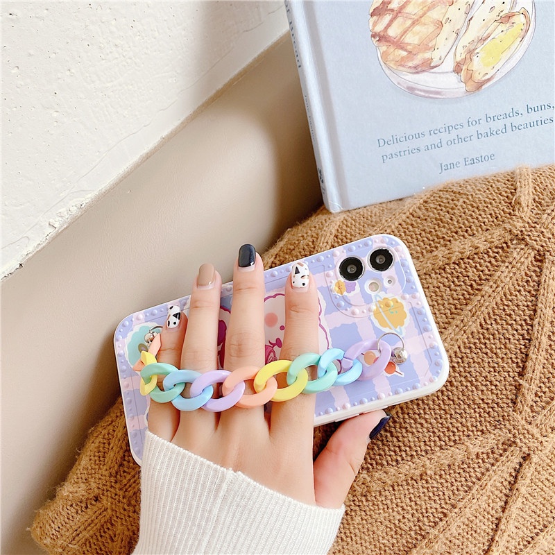 Ốp lưng iphone gấu uống nước kèm dây hoạt hinh dễ thương cho Iphone 7 8 Plus SE X XS XS Max 11 12 13 Pro Max