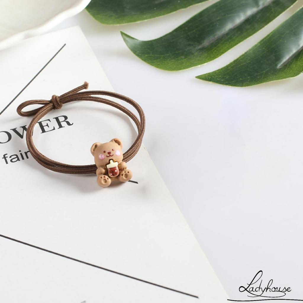 Dây Buộc Tóc Hai Dây Co Giãn Hình Gấu Hoạt Hình Dễ Thương