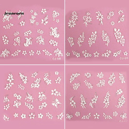 [Hàng mới về] Set 50 tờ hình dán bông hoa và bướm 3D kết hợp dùng cho trang trí móng tay DIY thời trang