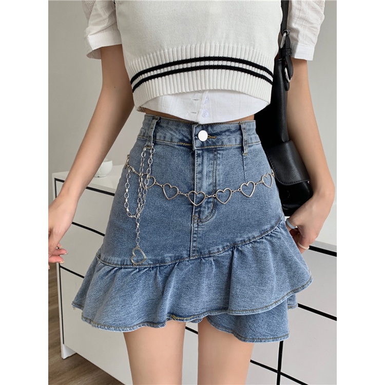 Chân váy jeans ngắn cạp cao dáng ôm sherry cabinet