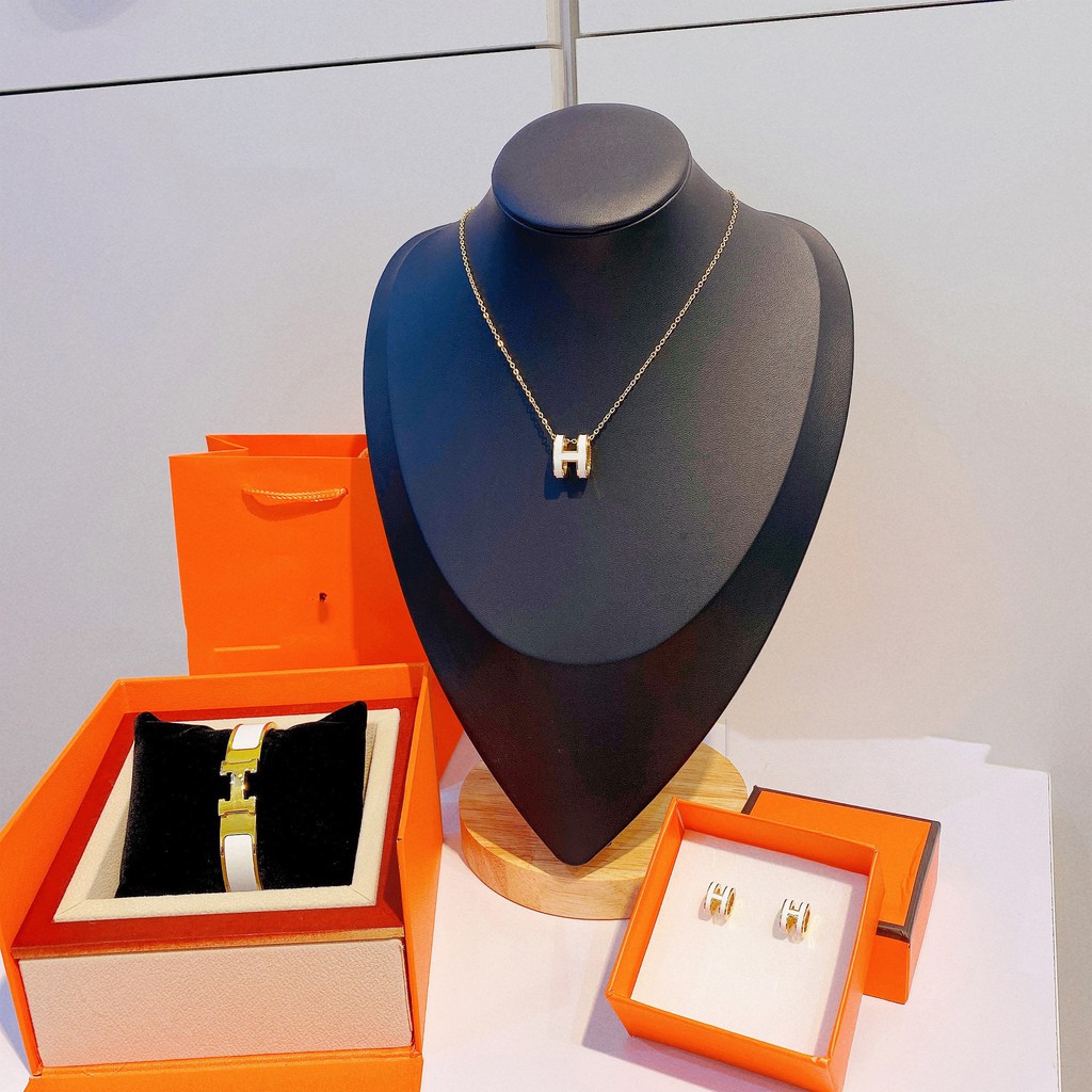 Set dây chuyền - vòng tay - bông tai Titan không gỉ thương hiệu cao cấp thanh lịch thời trang dành cho nữ