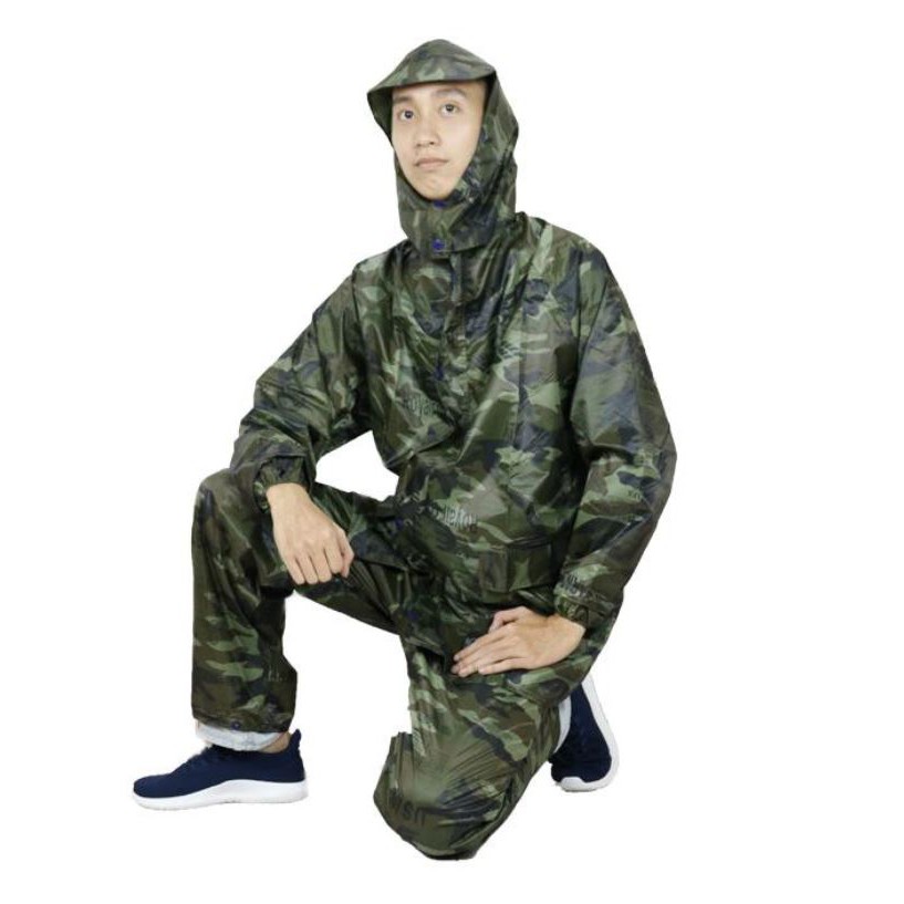 Áo mưa FREESHIP Bộ quần áo đi mưa hình lính vải dù siêu bền, chất liệu vải cao cấp - Bộ áo mưa một người cao cấp 6118
