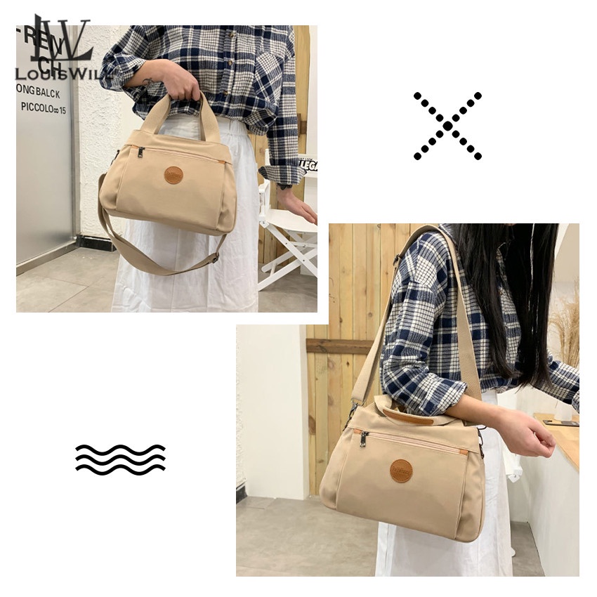 Túi Đeo Chéo LouisWill Bằng Vải Canvas Nhiều Ngăn Với Dây Đeo Có Thể Điều Chỉnh