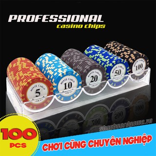 Bộ 100 chip sứ cao cấp đường kính 40mm