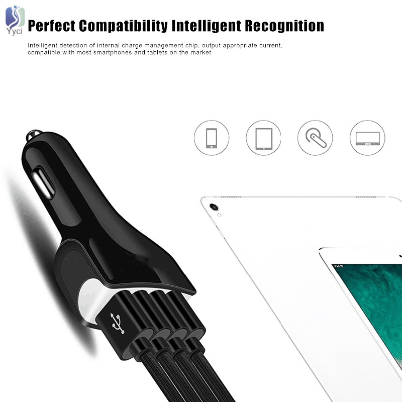 Yy Cell Phone Car Charger Quick Charge Power Adapters Multi USB Ports for Smartphone Car Accessories @VN