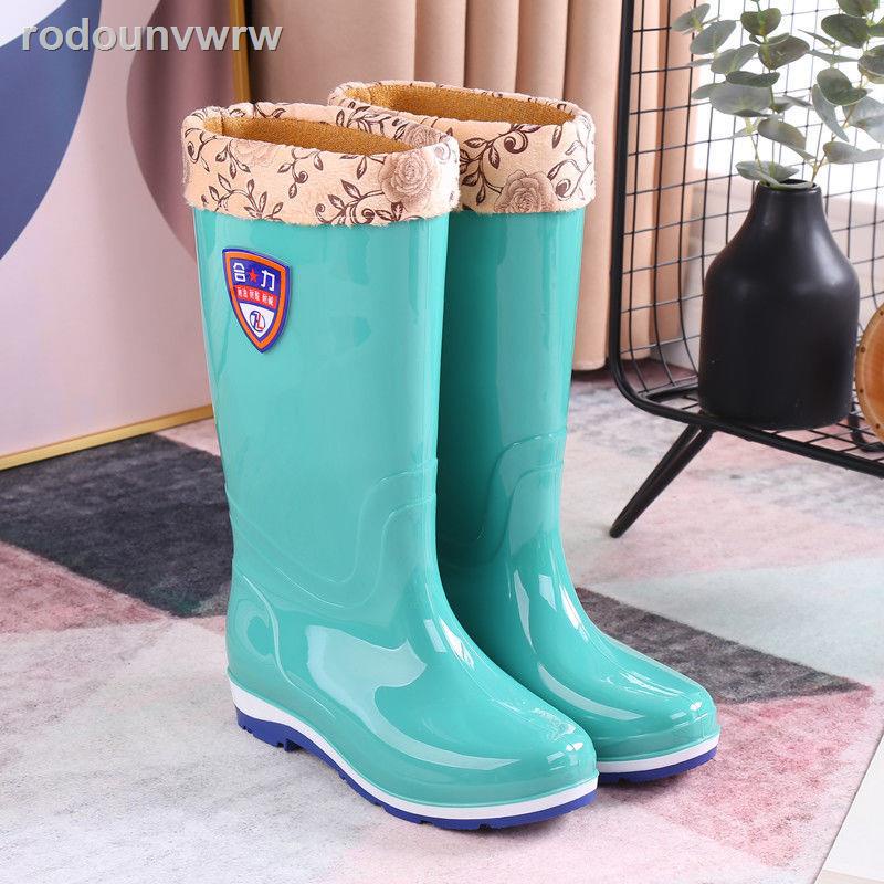 rodounvwrwGiày đi mưa của phụ nữ ống cao thời trang giày cộng với nhung nước ấm chống trượt su dày người