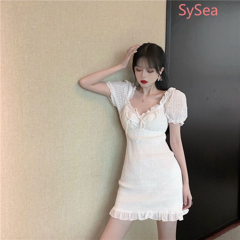 [ Mã FAGREEN1505 giảm 10% tối đa 30K đơn 99K] Đầm Midi Tay Ngắn Màu Trắng Thanh Lịch | BigBuy360 - bigbuy360.vn