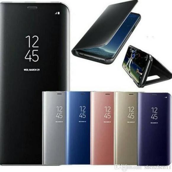 Ốp Điện Thoại Nắp Gập Mặt Kính Trong Suốt Kèm Giá Đỡ Cho Samsung S7 S7 Edge J2 Pro J5 Pro J7 Pro J4 Plus J6 Plus H-3