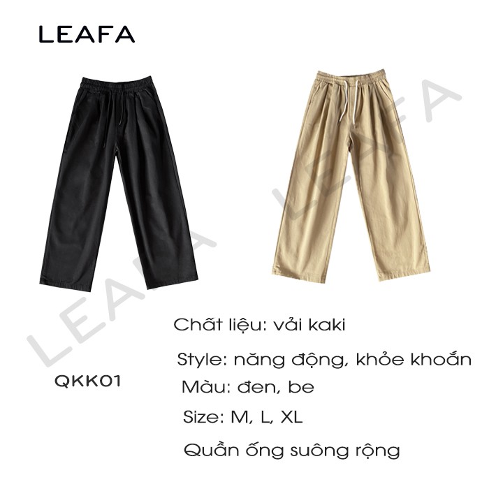 Quần Kaki Ống Suông Unisex Outfit Quần Dài  Nam Nữ Trơn Basic Phong Cách Hàn Quốc Thời Trang LEAFA QKK01