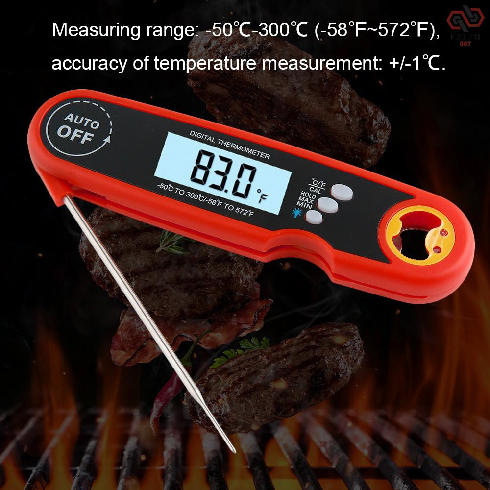 Foldable Digital Thermometer Waterproof Food Thermometer Probe Meat Steak BBQ Temperature Gauge Beer Opener Kitchen Cooking Tools