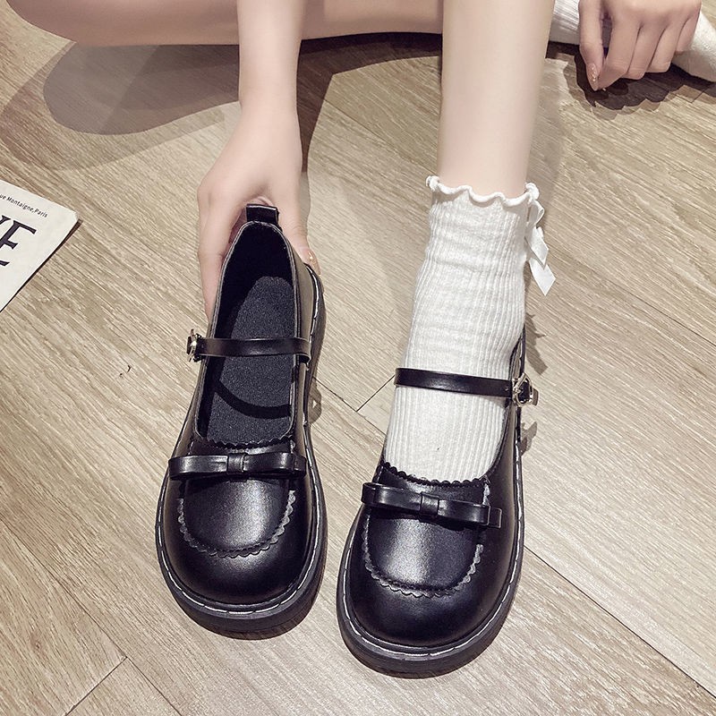 ✚nơ dễ thương Giày da nữ nhỏ Mary Jane phiên bản Hàn Quốc của cô gái mềm mại hoang dã Giày Lolita jk mùa hè kiểu Nhật mỏ